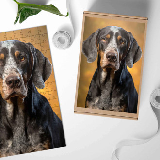 Drevené puzzle Bluetick Coonhound realistic