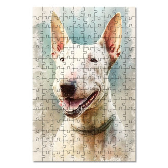 Drevené puzzle Bull Terrier akvarel