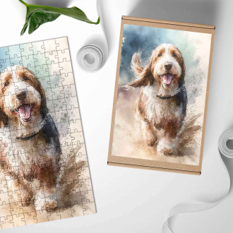Drevené puzzle Veľký Basset Griffon Vendéen akvarel