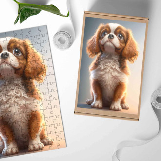 Drevené puzzle Cavalier King Charles Španiel animovaný