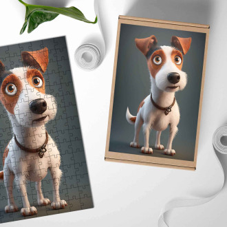 Drevené puzzle Foxteriér hladkosrstý animovaný