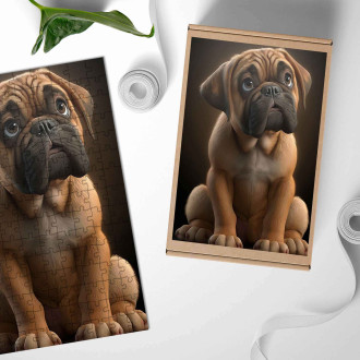 Drevené puzzle Bullmastiff animovaný