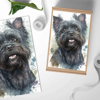 Drevené puzzle Affenpinscher pes akvarel