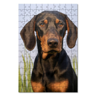 Drevené puzzle Black and Tan Coonhound realistic