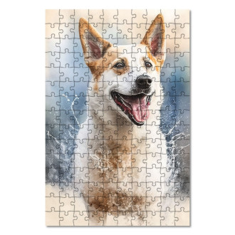 Drevené puzzle Kanaánský pes akvarel