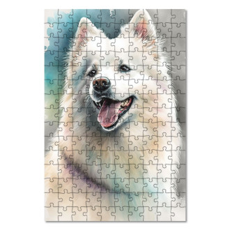 Drevené puzzle Americký eskimácky pes akvarel