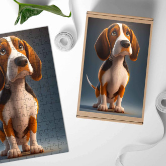 Drevené puzzle Treeing Walker Coonhound animovaný