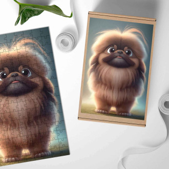 Drevené puzzle Pekinéz animovaný