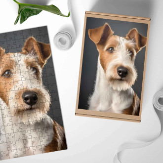 Drevené puzzle Foxteriér drôtosrstý realistic