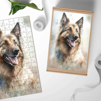 Drevené puzzle Belgický Tervuren akvarel