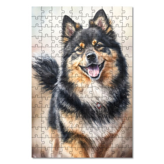 Dřevěné puzzle Finský Lapphund akvarel