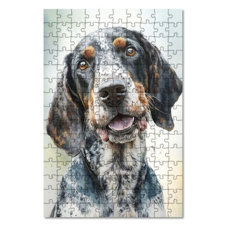 Drevené puzzle Bluetick Coonhound akvarel