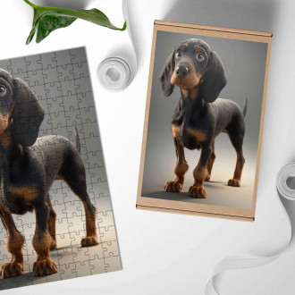 Drevené puzzle Black and Tan Coonhound animovaný