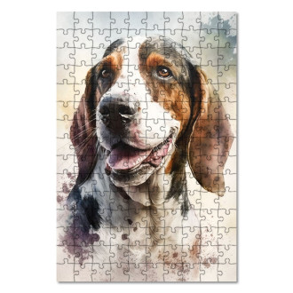 Drevené puzzle Treeing Walker Coonhound akvarel