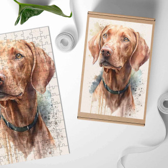 Drevené puzzle Vizsla akvarel