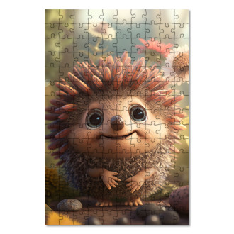 Drevené puzzle Roztomilý animovaný ježko 2