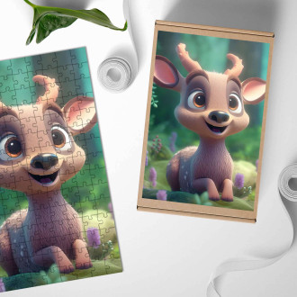 Drevené puzzle Roztomilé animované srnká