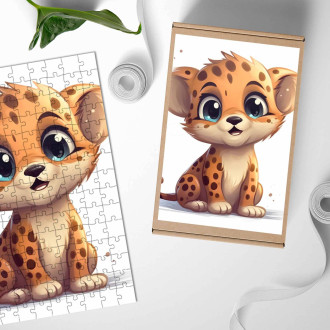 Drevené puzzle Kreslený Leopard