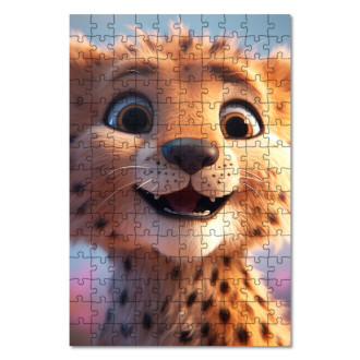 Drevené puzzle Roztomilý animovaný gepard