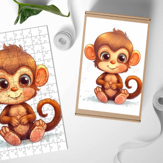Drevené puzzle Kreslená opica