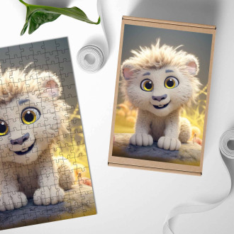 Drevené puzzle Roztomilý animovaný lev