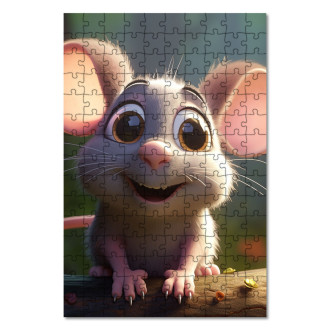 Drevené puzzle Roztomilá animovaná myška