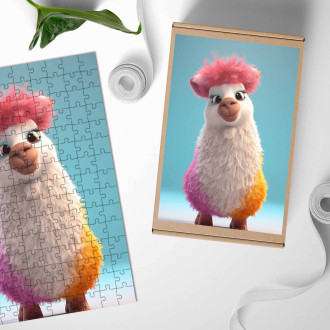 Drevené puzzle Roztomilá animovaná lama