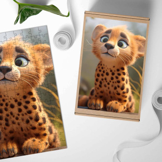 Drevené puzzle Roztomilý animovaný gepard 1