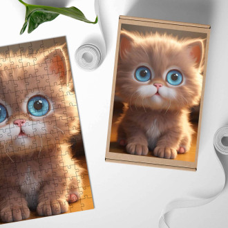 Drevené puzzle Roztomilá animovaná mačka 1