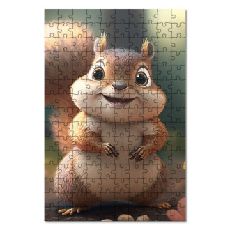 Drevené puzzle Roztomilá animovaná veverička 2