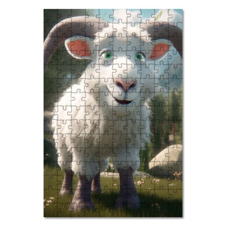 Drevené puzzle Roztomilá animovaná koza