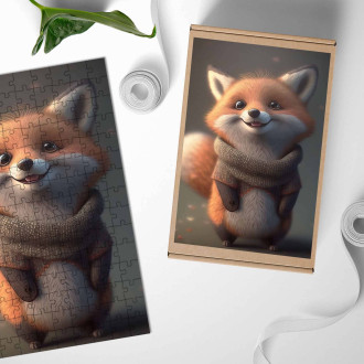 Drevené puzzle Roztomilá animovaná líška 1