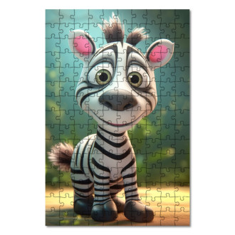 Drevené puzzle Roztomilá animovaná zebra