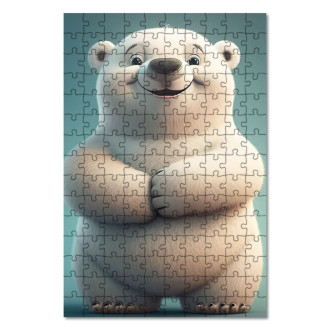 Drevené puzzle Roztomilý animovaný ľadový medveď