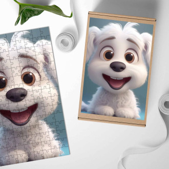 Drevené puzzle Roztomilé animované šteňa