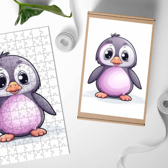 Drevené puzzle Kreslený Tučniak