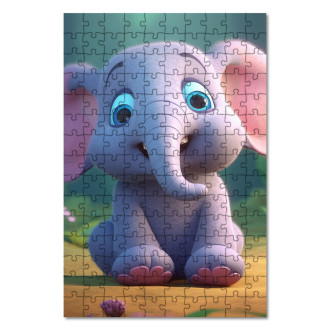 Drevené puzzle Roztomilý animovaný slon