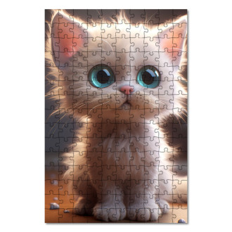 Drevené puzzle Roztomilá animovaná mačka