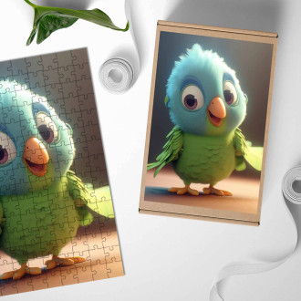 Drevené puzzle Roztomilý animovaný papagáj