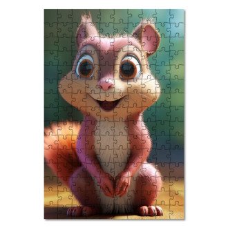 Drevené puzzle Roztomilá animovaná veverička