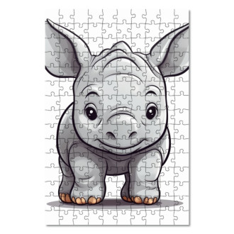 Drevené puzzle Kreslený Nosorožec