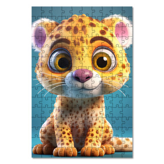 Drevené puzzle Roztomilý animovaný leopard