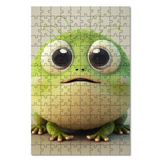 Drevené puzzle Roztomilá animovaná žabka