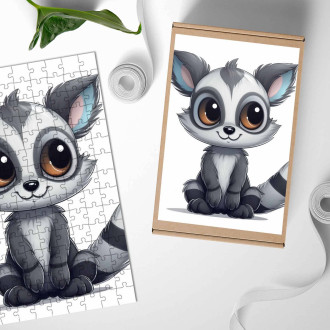 Drevené puzzle Kreslený Lemur