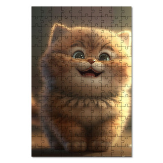 Drevené puzzle Roztomilá animovaná mačka 3