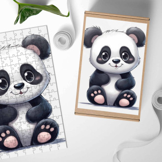 Drevené puzzle Kreslená Panda