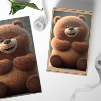 Drevené puzzle Roztomilý animovaný medveď