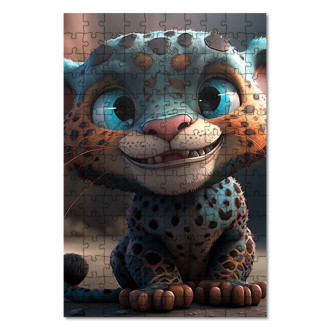 Drevené puzzle Roztomilý animovaný leopard 1
