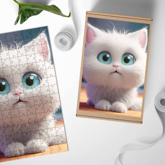 Drevené puzzle Roztomilá animovaná mačka 2