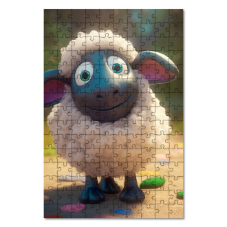 Drevené puzzle Roztomilá animovaná ovečka